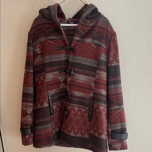 Red and Brown Patterned Winter Jacket